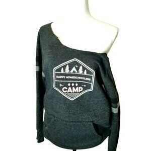 Alternative‎ Womens "Happy Homeschoolers Camp" Off-Shoulder Sweatshirt XL